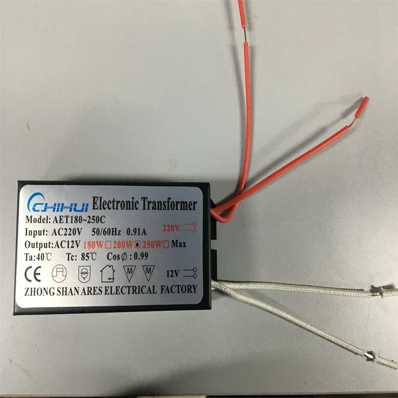 2022 Sufficient Power Electronic Transformer For Halogen Lamp light AC 12V 20W 50W 60W 160W 200W 250W Optional
