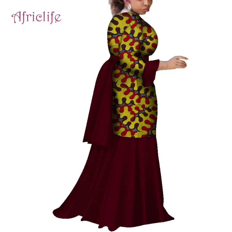 Африканская традиционная одежда для женщин, Анкара, женские вечерние платья с расклешенными рукавами, свадебное платье Дашики, длинное платье с принтом в африканском стиле WY4103 - Цвет: 1