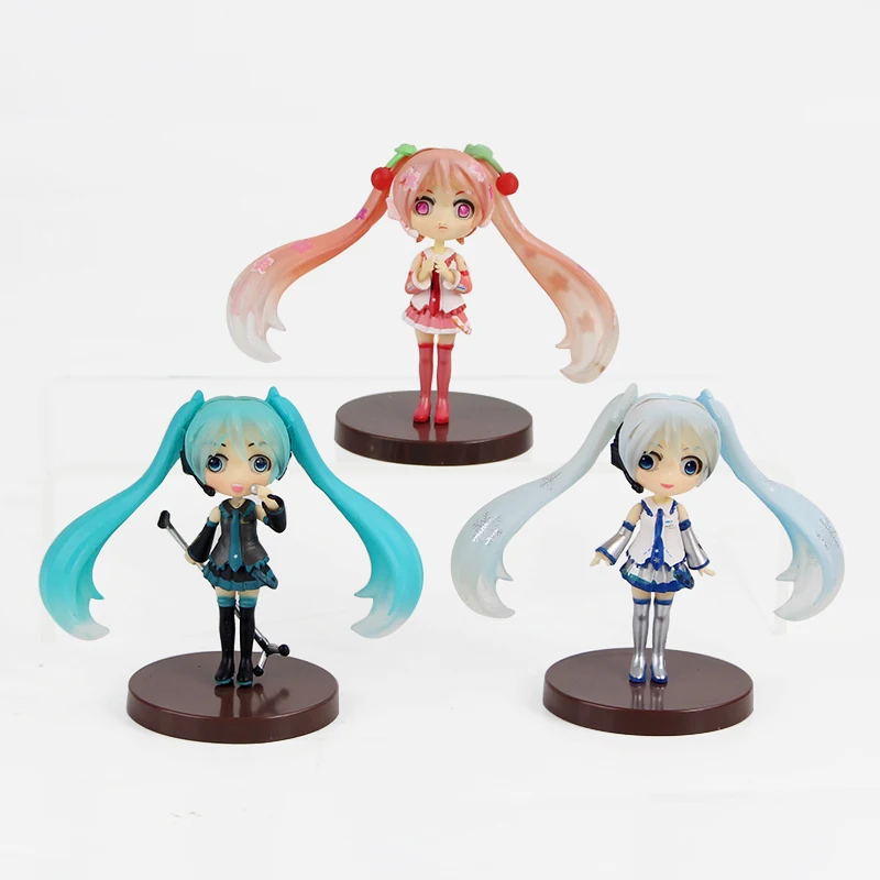 3 шт./компл. аниме QPosket Hatsune Miku Сакура Мику снег ПХВ Мику фигурка модель игрушки 6 см