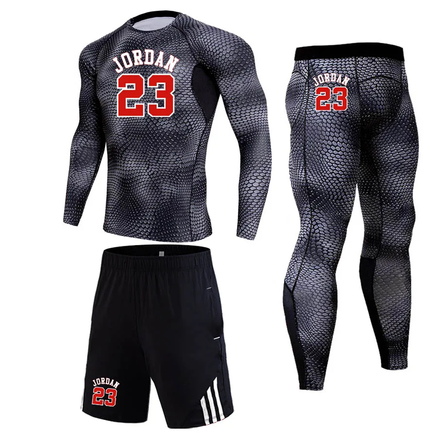 

Jordan 23 Sports underwear Set brand Men Tracksuit Gym compression tights dry fit t shirt leggings training kit Jogging suit 4xl