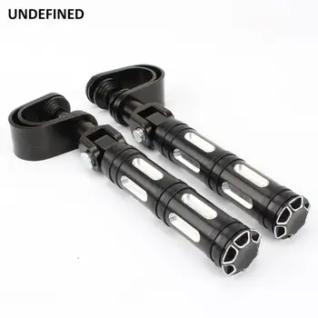 

1-1 1/4" Black Motorcycle Highway Foot Pegs Clamps Engine Crash Bar Guard Footrest Mount For Harley Chopper Bobber Custom