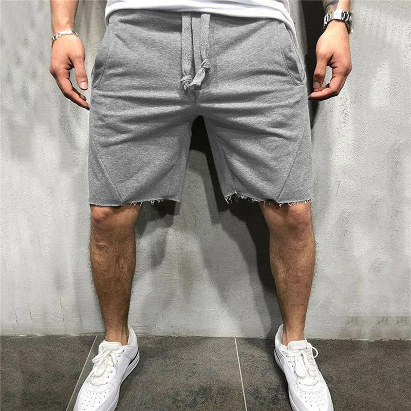 Серый Men GYM Fitness Shorts Running Sport Workout Shorts Casual Jogging Sweat Shorts Running Sport Bodybuilding Casual Jogging Pants - Цвет: Серый