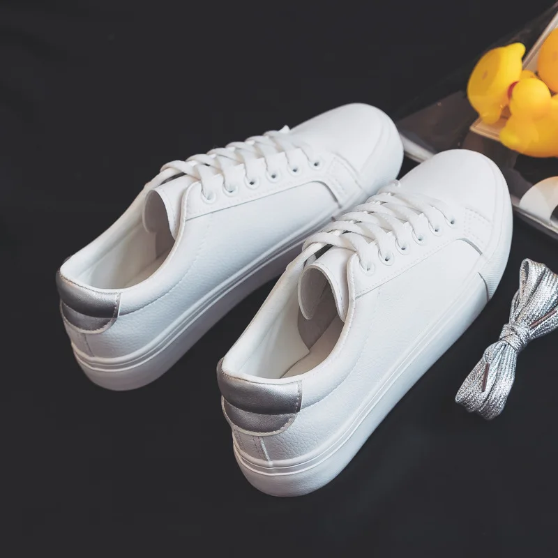 

2020 New Women Sneakers Pu-Leather Shoes Casual Flats Sneakers Female New Fashion Comfort White Vulcanized Flat Shoes NVX216