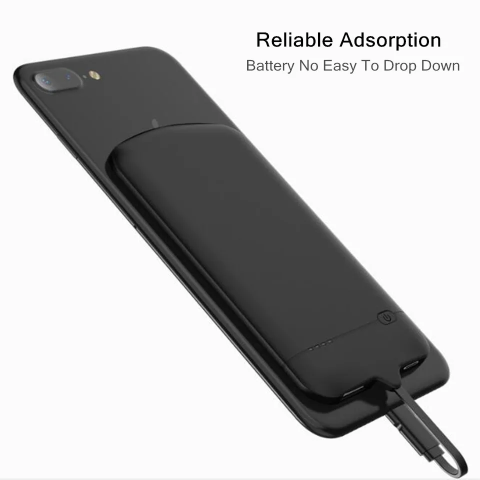 Тонкий чехол для зарядного устройства для iPhone XS, 6, 6 S, 7, 8 Plus, Micro USB/type-C, внешний резервный чехол для samsung, huawei, Xiaomi