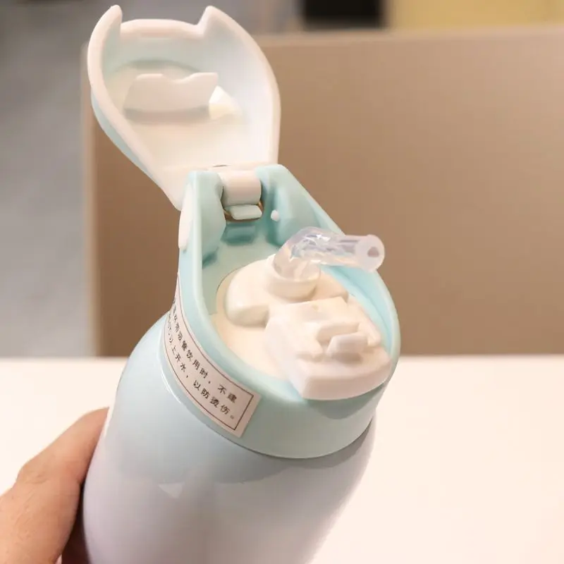 Hot Sale 480ML Insulated Thermals Milk&Coffee Cup18/8 Stainless Steel Thermos Straw Water Bottle Gradient Sports Vacuum Flask