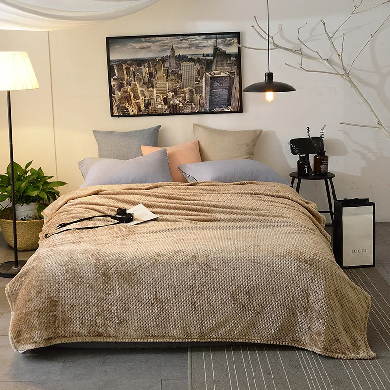 

22Classic Solid Pineapple Quilted Throws and Blankets Jacquard Bed Sofa Airplane Gray/Purple Warm Flannel Bedspread 200*230cm