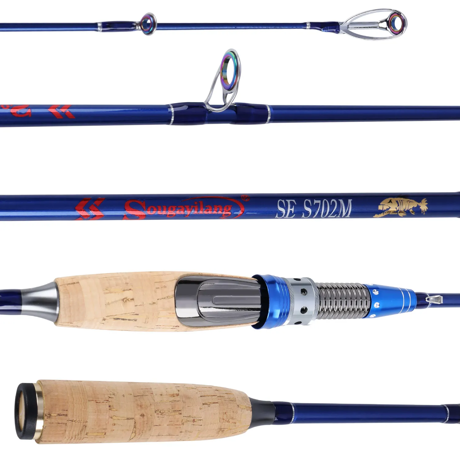 Sougayilang 4 Section Lure Rod 2.1M 2.4M Ultralight Weight Fishing Rod Carbon Rod Spinning Travel Rod Carp Fishing Tackle