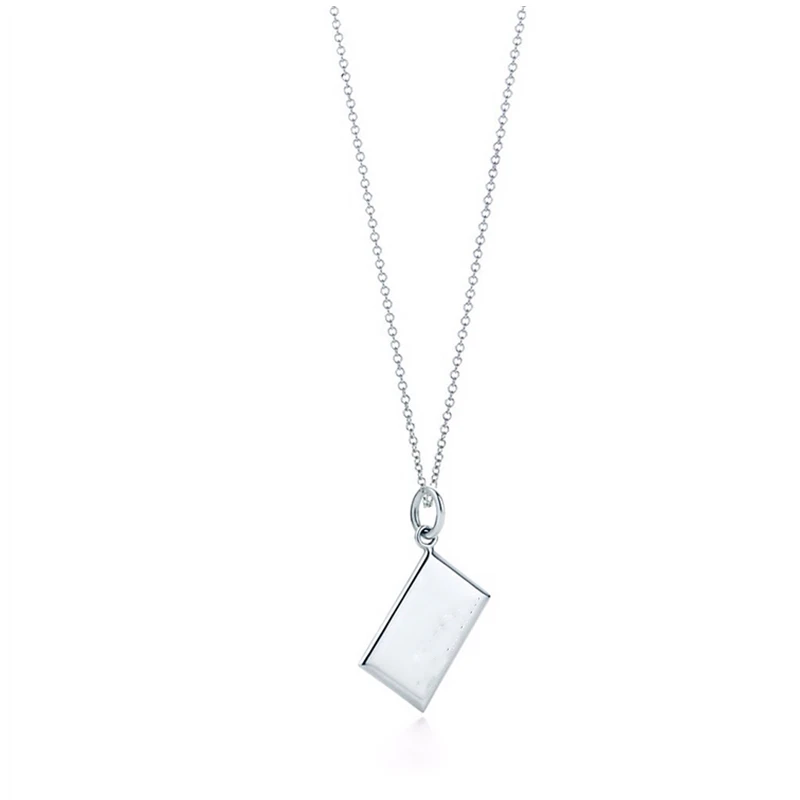 TIFFN1006 SHINETUNG,,, S925 серебро, конверт, бобы, капля воды, кулон, Трендовое ожерелье, для женщин, логотип, хорошее ювелирное изделие высокого класса - Окраска металла: TIFFN1006
