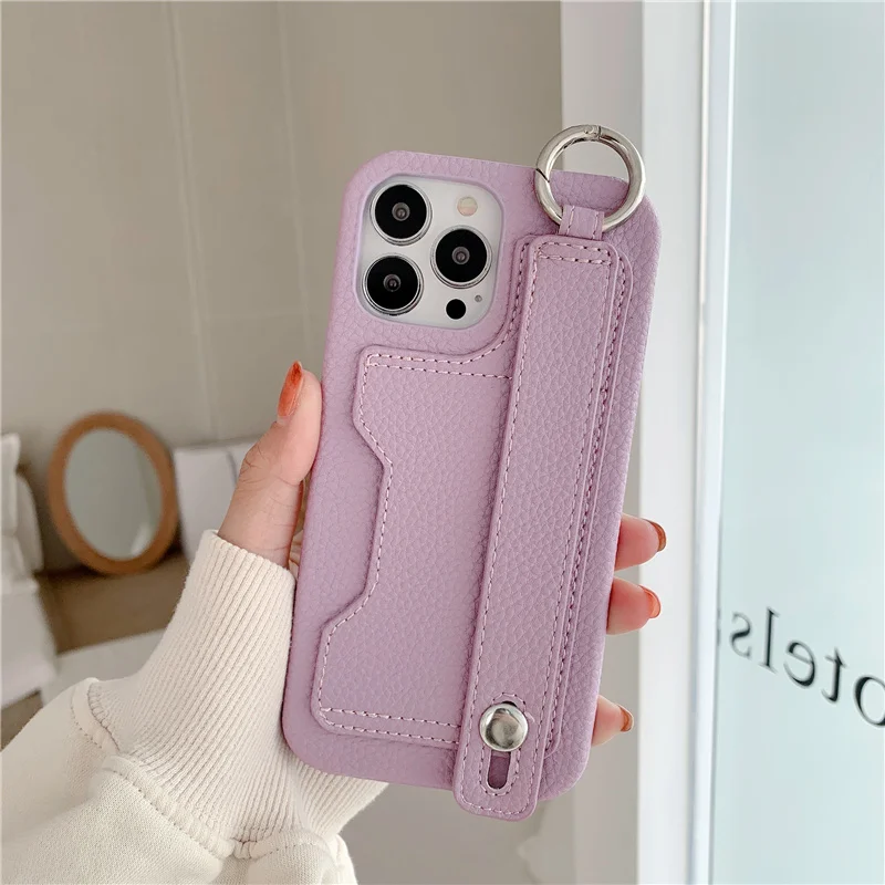 Luxury Leather Wallet Phone Case with Card Holder & Wrist Strap - Premium Protective Cover