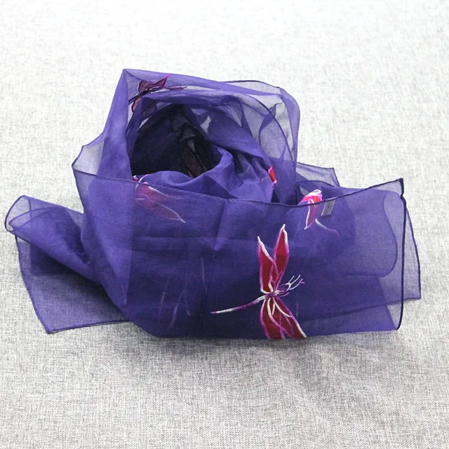 Nagykereskedelem 5 db,#0511 100% Selyem Organza Sál Zsebkendő, Szín: Lila-Kék, Méret: 52*170 Cm - Image 4