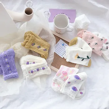 

Corron Socks Funny Socks Candy Color Mid-tube Socks Floral Socks Floral Art Winter Socks