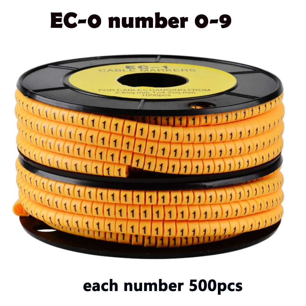 5000-3000 шт. желтый цвет Кабельные маркеры микс номер EC-0 EC-1 EC-2 EC-3 Маркер кабельной проводки номер 0 до 9 ПВХ материал проводов маркер - Цвет: EC-0-yellow-5000pcs
