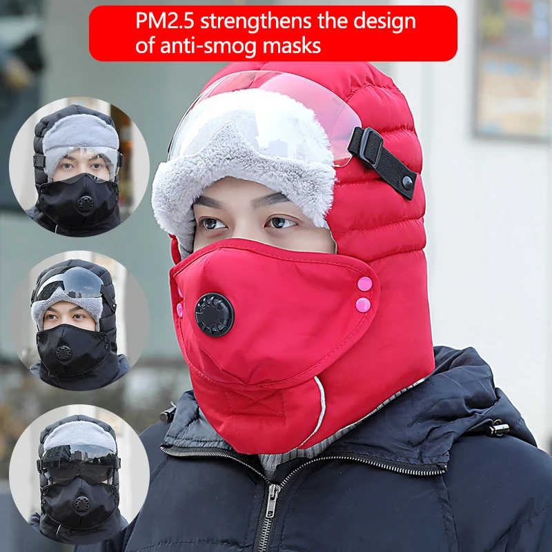 

2020 Warm Winter Masks For Men& Women Thermal Ski Mask Waterproof Balaclava Hood Hat With Glasses Sports Fishing Hiking Masks
