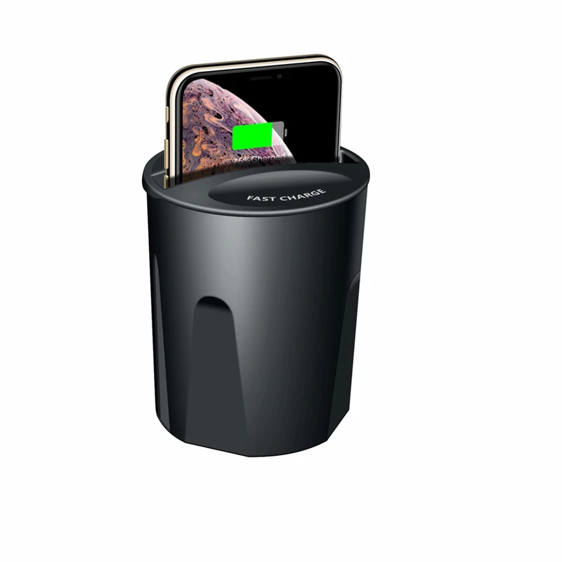 Черный Автомобильное зарядное устройство для samsung iPhone X USB Быстрый QI беспроводной зарядный держатель черный - Название цвета: Черный