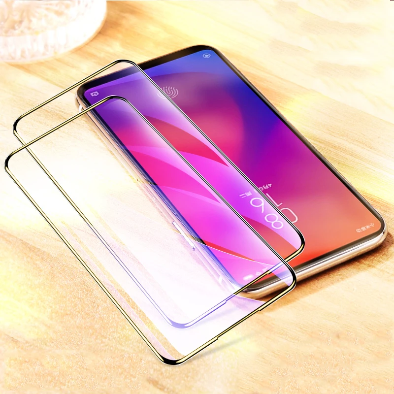 2 шт., стекло для Xiaomi mi 9T Pro, закаленное стекло, устойчивое к царапинам, полное покрытие, клеевая Защитная пленка для экрана для Xiaomi mi 9T mi 9 T, стеклянная пленка - Цвет: Черный