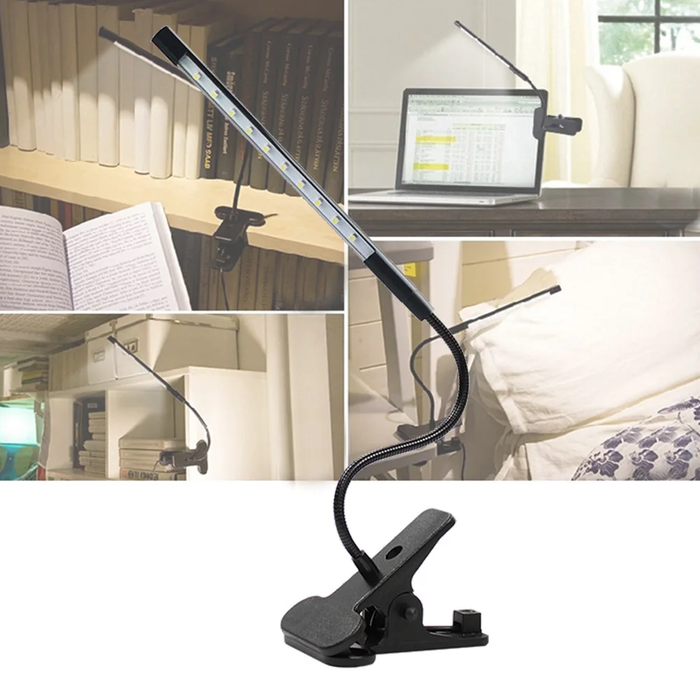 

Led Home Decor Adjustable Studying Clamp Table Lamp Clip-on Flexible Bed USB Charging Desk Reading Light Metal Rotatable