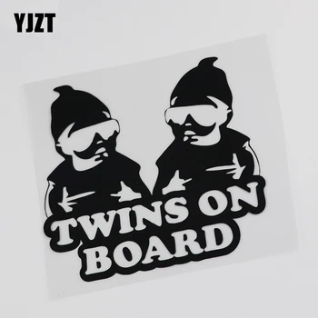 

YJZT 15.2CM*14.3CM TWINS ON BOARD Vinyl Decal Funny Baby Car Sticker 13C-0029