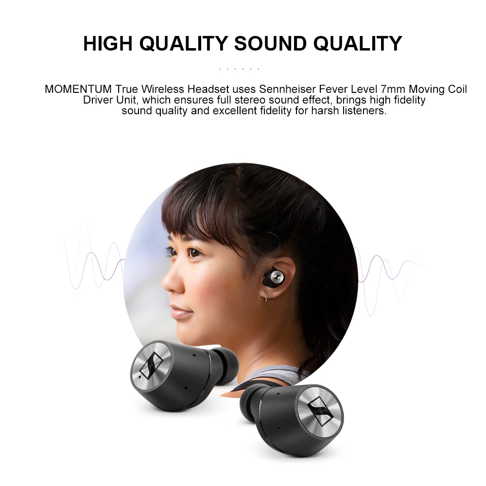 Наушники Sennheiser TWS Momentum True беспроводные Bluetooth наушники HiFi Музыкальная гарнитура aptX наушники Handsfree для смартфона