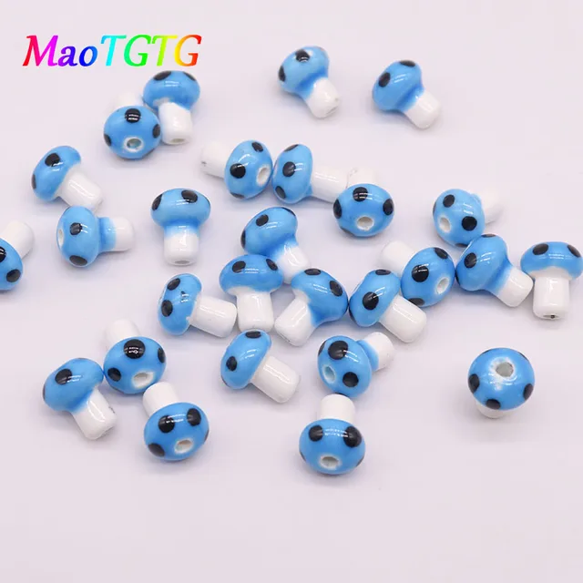 10x12mm Ceramic Mushroom Beads For Jewelry Making Necklace Bracelet Mix Color Handmade Ceramic Spacer Bead Accessories Wholesale A2