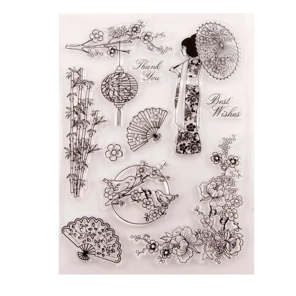 Hand Fan Transparent Silicone Clear Stamps For Scrapbooking Kids DIY Handmade Photo Album Decor Rubber Christmas Stamp