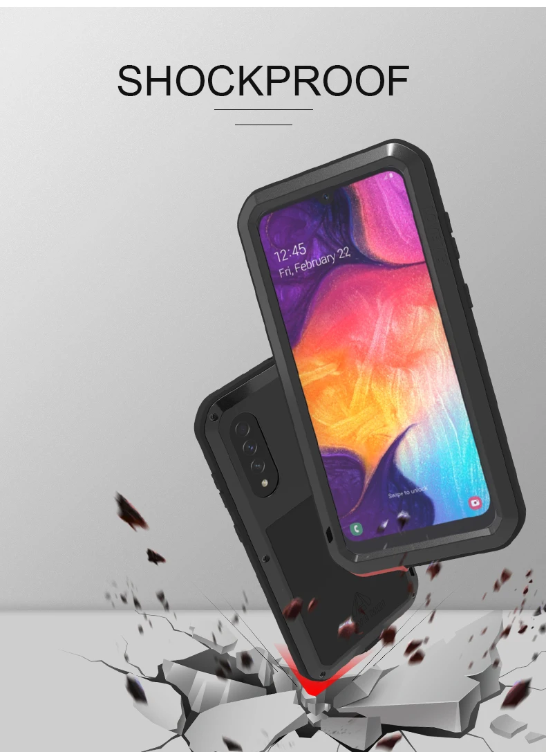 Мощный чехол Love Mei для samsung Galaxy A50, противоударный алюминиевый/металлический чехол Gorilla из закаленного стекла для Galaxy A50