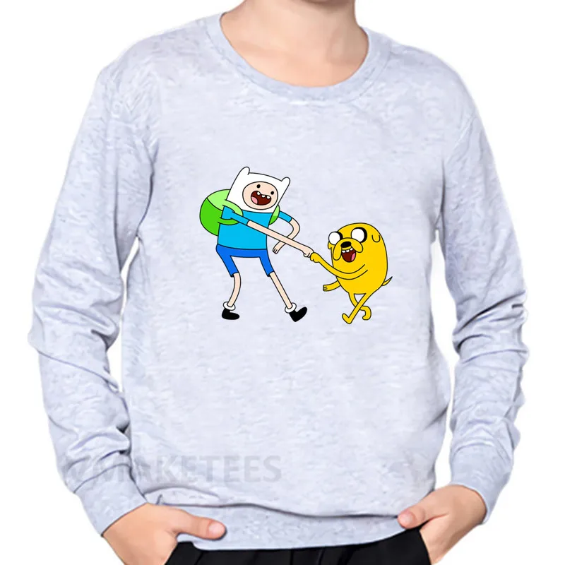 Детские толстовки с изображением Финна из Adventure Time and Jake с мультяшным принтом Толстовка для маленьких мальчиков и девочек детские топы, забавная одежда для малышей KYT5200 - Цвет: 5200A-Gray