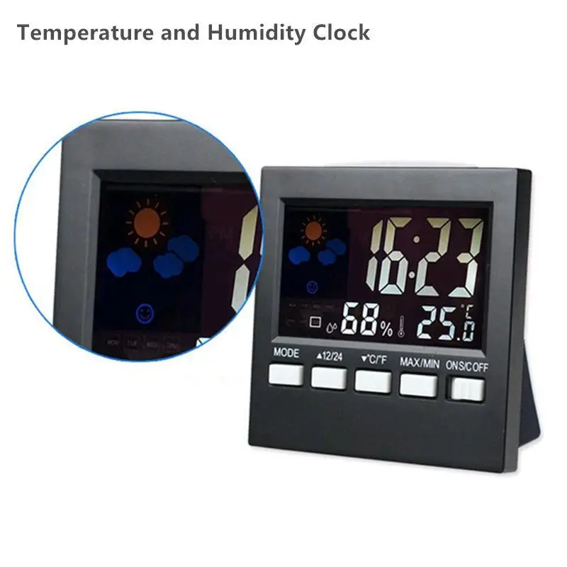 LCD Digital Hygrometer Thermometer Temperature Humidity Meter Room Indoor Clock
