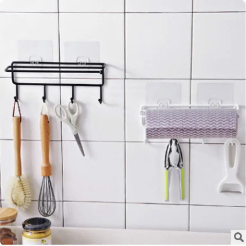 

Kitchen Tools Organizer Iron Storage Rack Bathroom Towels Hanger Roll Paper Holder Cupboard Hanging Shelf Hooks On Wall