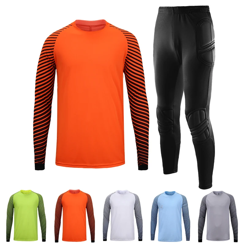 Adult Goalkeeper Football Uniform Men Protective Sponge Long Pants Jersey Top and | Спорт и развлечения