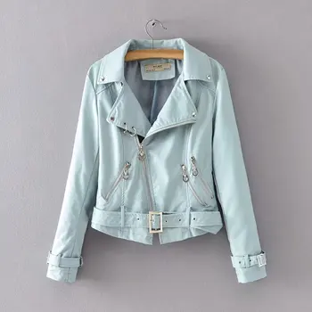 

Autumn Solid PU Leather Jackets for Women 2020 Casual Slim Coat Korean Style Turn Down Collar Female Outwear Lederjacke Damen