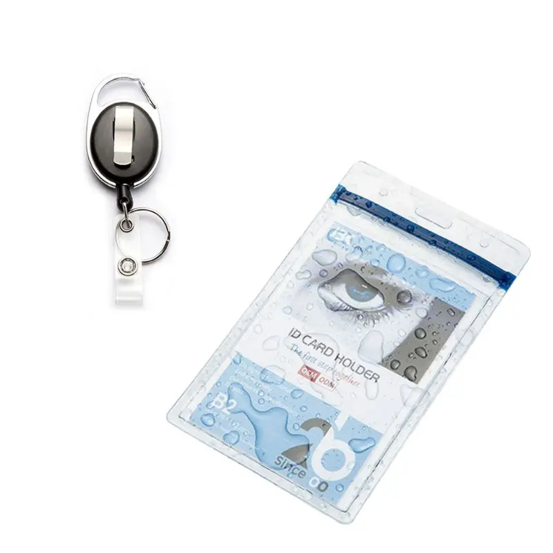 10 Pack Retractable Badge ID Card Holders with Carabiner Reel Clip Key Chain