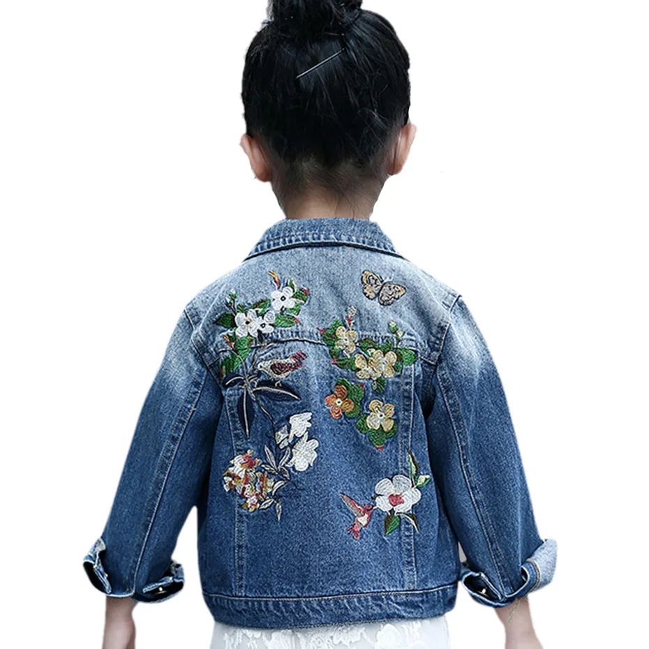 Джинсовые куртки для девочек пальто джинсовый жакет осень-весна с длинными