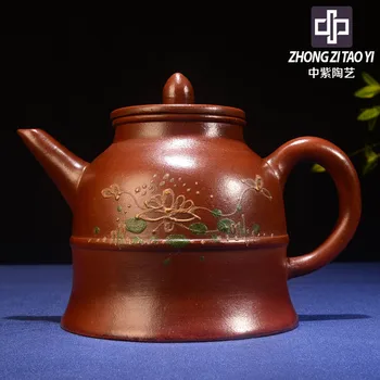 

In Purple Yixing Old Dark-red Enameled Pottery Teapot Taiwan Backflow Imitate Old Kettle One Factory The Cultural Revolution