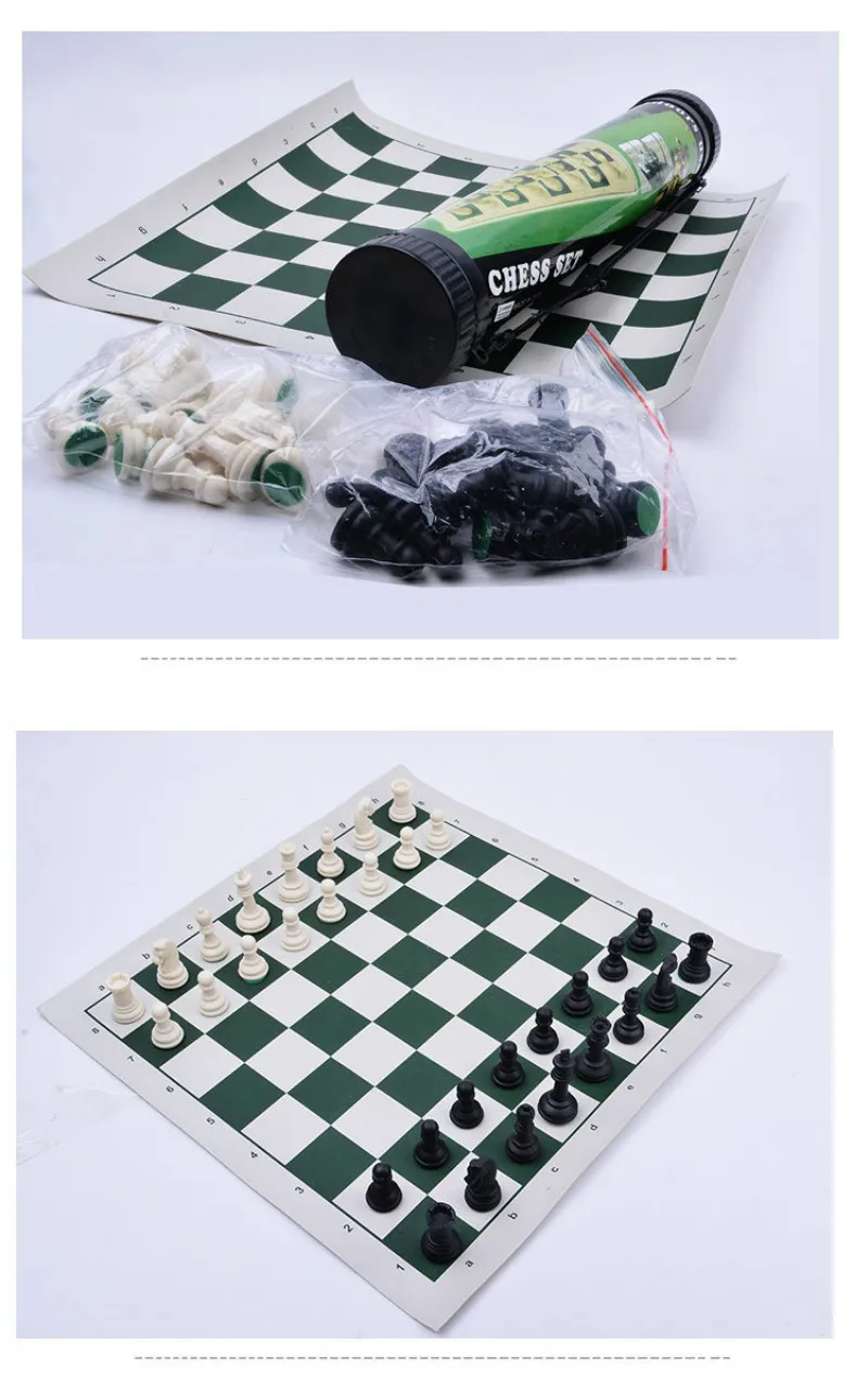 Outdoor Travel Portable Chess Set Barrel Child Gift Folding Chessboard Plastic Chess Pieces Family Board Games Kids Set
