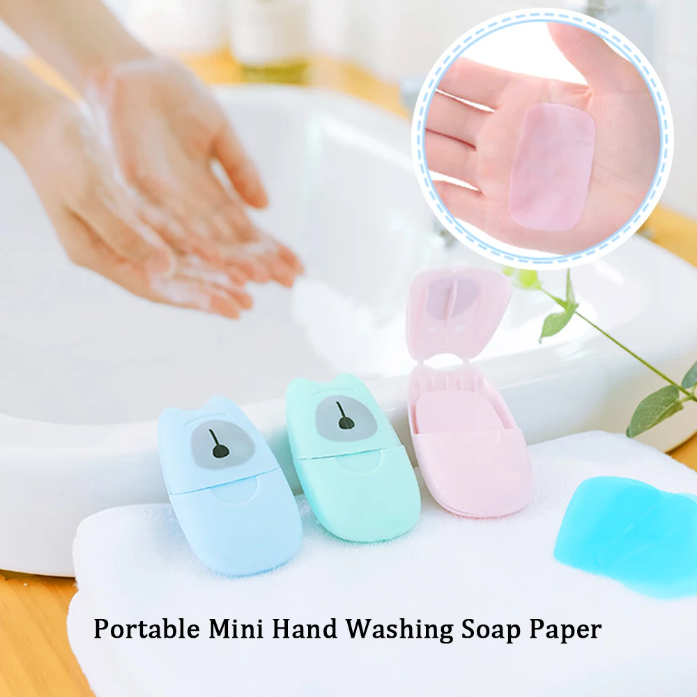 

50PCS Mini Travel Soap Paper Hand Washing Hand Cleaning Clean Portable Boxed Foam Aromatherapy Soap Box Random Color