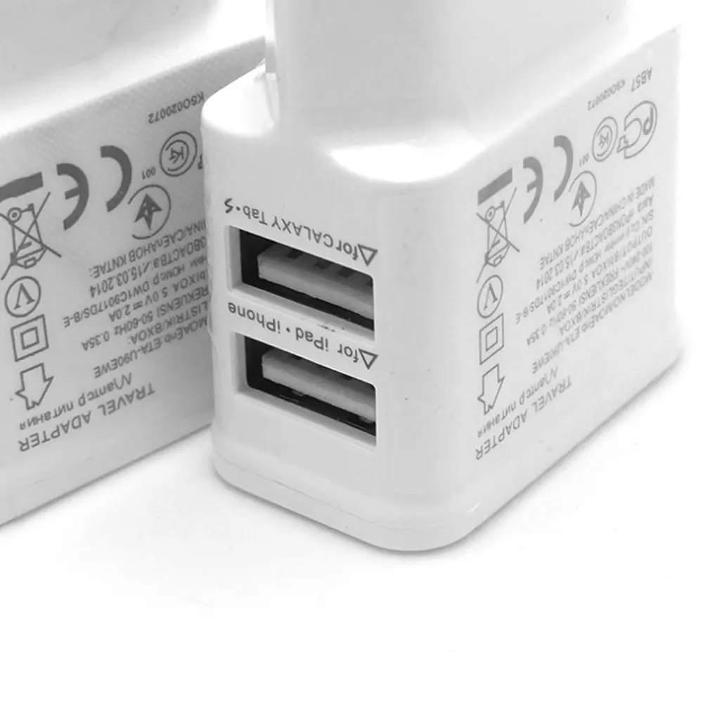 Универсальное зарядное устройство для мобильного телефона с двумя USB разъемами европейского стандарта, 5 В, 2 А, зарядное устройство для путешествий, зарядное устройство для iPhone, Android