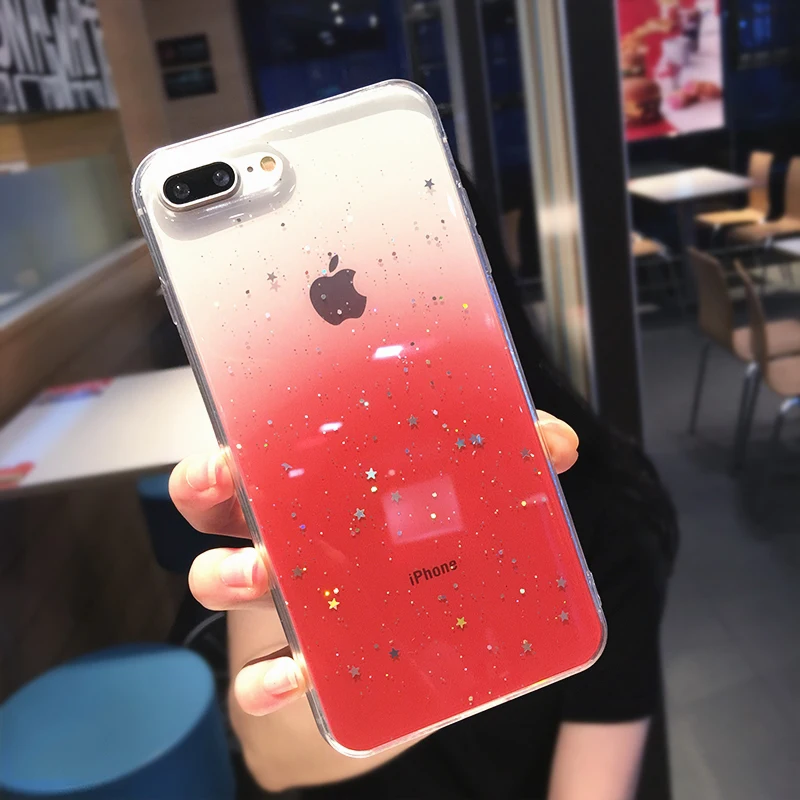 Градиентный Сияющий Блеск star чехлы для телефонов iphone 11 11Pro XS Max XR X XS 6 6s 7 8 Plus цветной, мягкий, из ТПУ защитный чехол