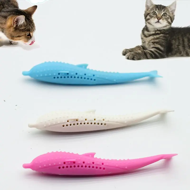 1 шт. с рисунком кота и рыбки, Форма игрушки для кошек Catnip зубная щетка для собак зубного камня чистка зубов силиконовый инструмент молярная палка для кошек