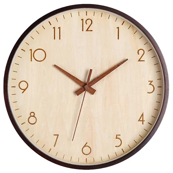 

Quartz Simple Wall Clock Minimalist Silent Wood Bedroom Living Room Clock Modern Design Digital Nordic Klok Home Decor AE50WC