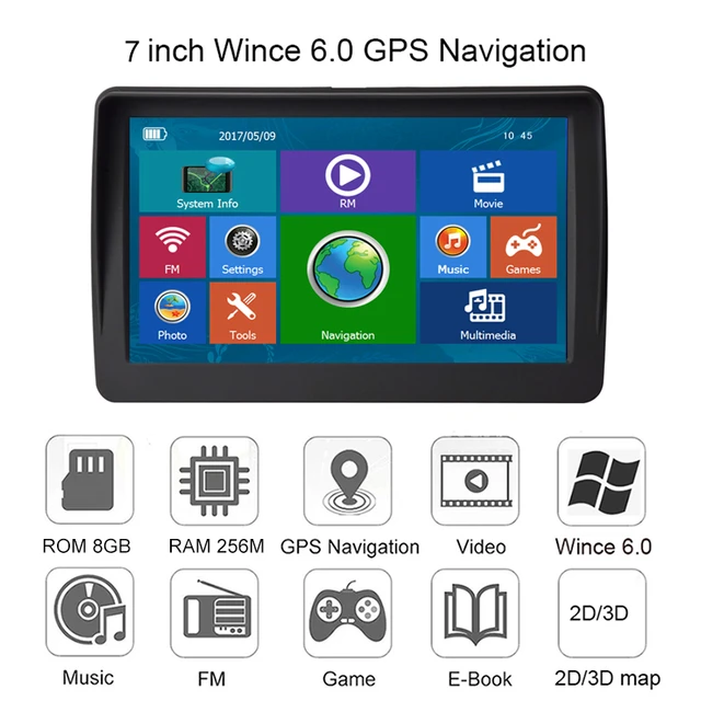 Comprar Pantalla táctil de navegación GPS para coche y camión HD de 5  pulgadas compatible con mapas de UE/América/Canadá/Sudeste Asiático/AU NZ