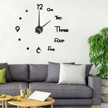 

New 3D DIY Large Wall Clock Modern Design Wall Sticker Clock Silent Home Decor Living Room Acrylic Mirror Nordic Wall Clock