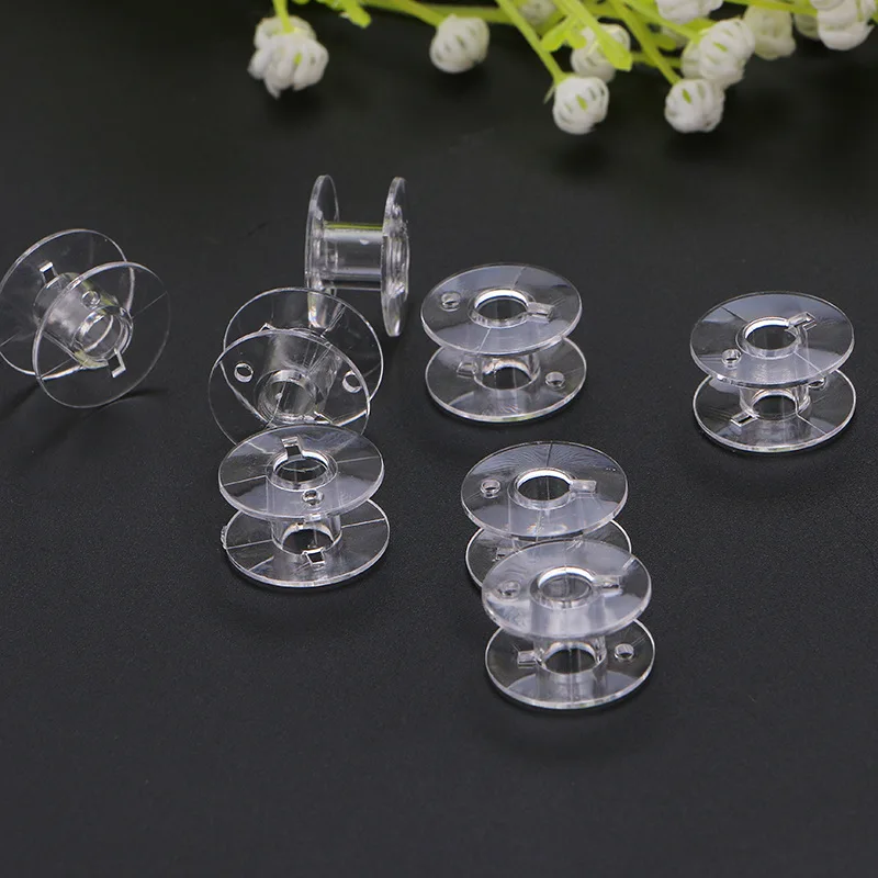 

10Pcs Transparent Sewing Machine Bobbins Spools Empty Bobbins Spools Plastic Storage Box For Home Sewing Accessories Tools