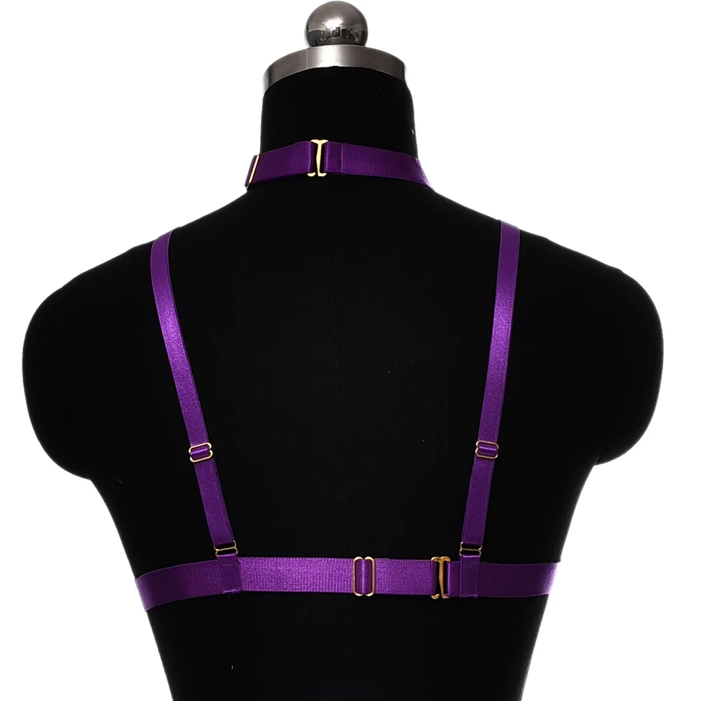 Halloween Rave Body Harness Bra Women Sexy Lingerie Cage Multicolor Crop Top Cage Bra Adjustable Elastic Harness