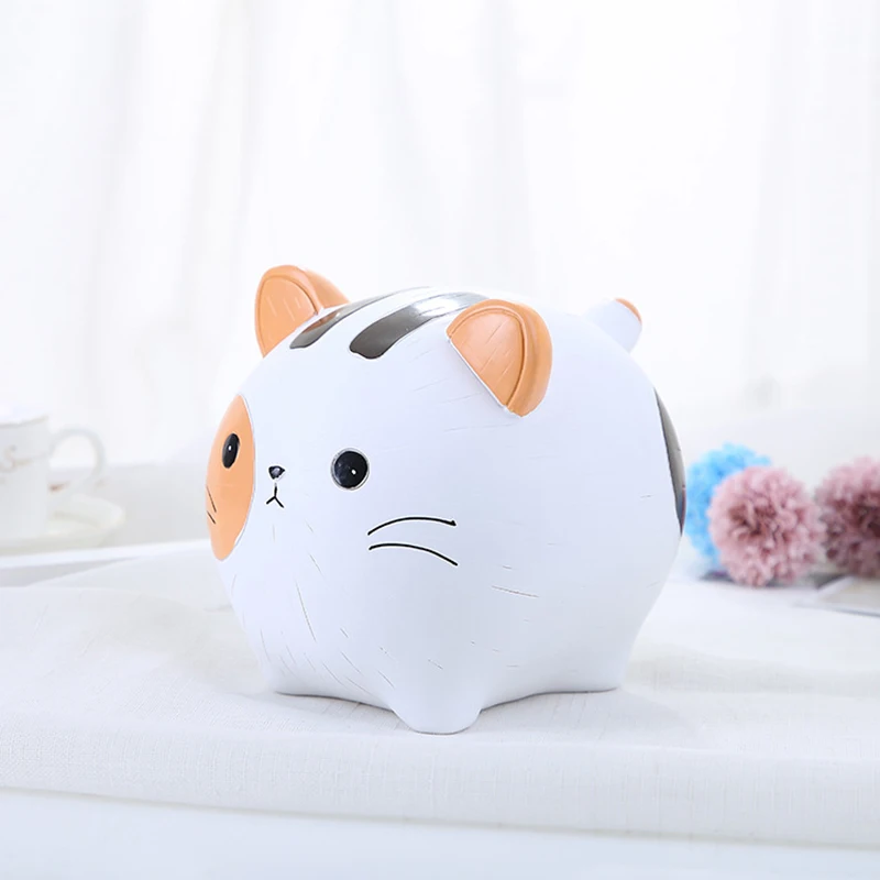 Strongwell Expression Cat Piggy Bank Ornaments Large Capacity Resin Cat Money Box Crafts Home Decoration Birthday Gifts Kids