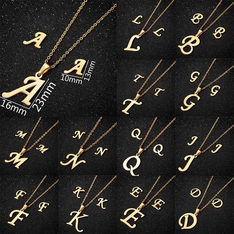 Beautiful Fashion Jewelry Graceful Stud Earring Hot Sale 1Set Silver.26 Letters Set Golden Necklace Small Simple Cute | Украшения и