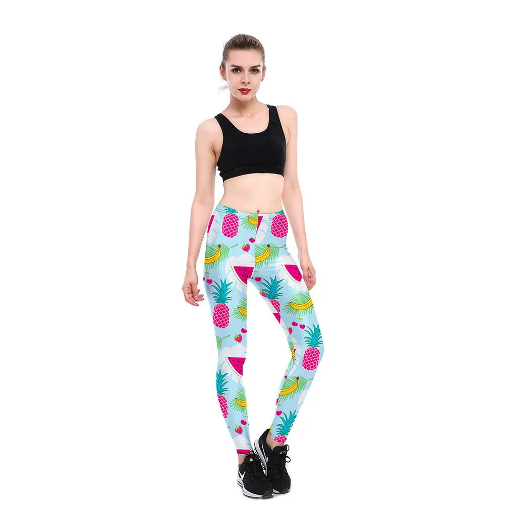 

Fresh Fruit Printed Slim Fit Capri Pants Women's Sports Breathable Sweat Absorbing Leggings Lgs-3924