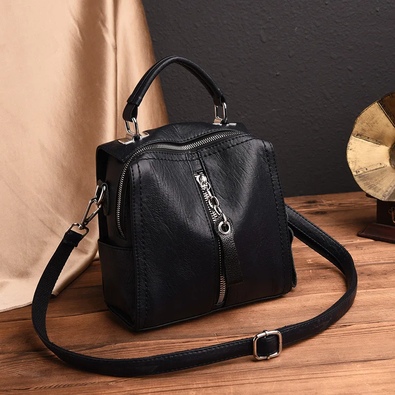 ZDG sacs à main femmes en cuir véritable sac à bandoulière noir 2019 poche zippée sac pour femmes d