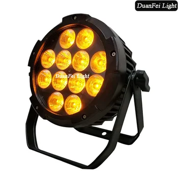 

4pieces high bright indoor led par lights 12x18w rgbwa uv 6in1 led flat par with powercon in and out