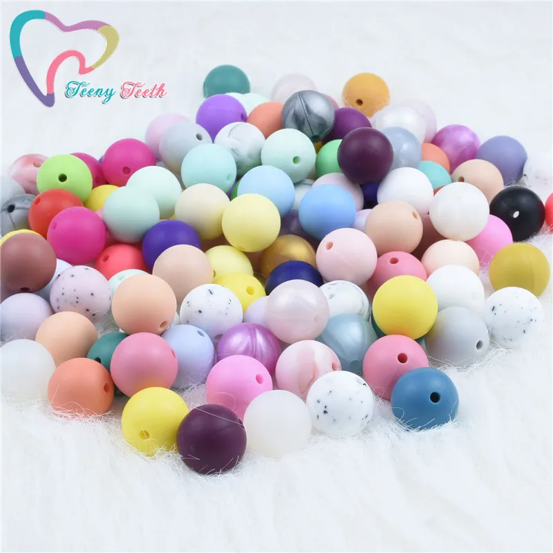 

100 PCS 12 MM Silicone Baby Teething Loose Beads Food Grade Nursing Chewing Round Teether Silicone Beads Baby Teether