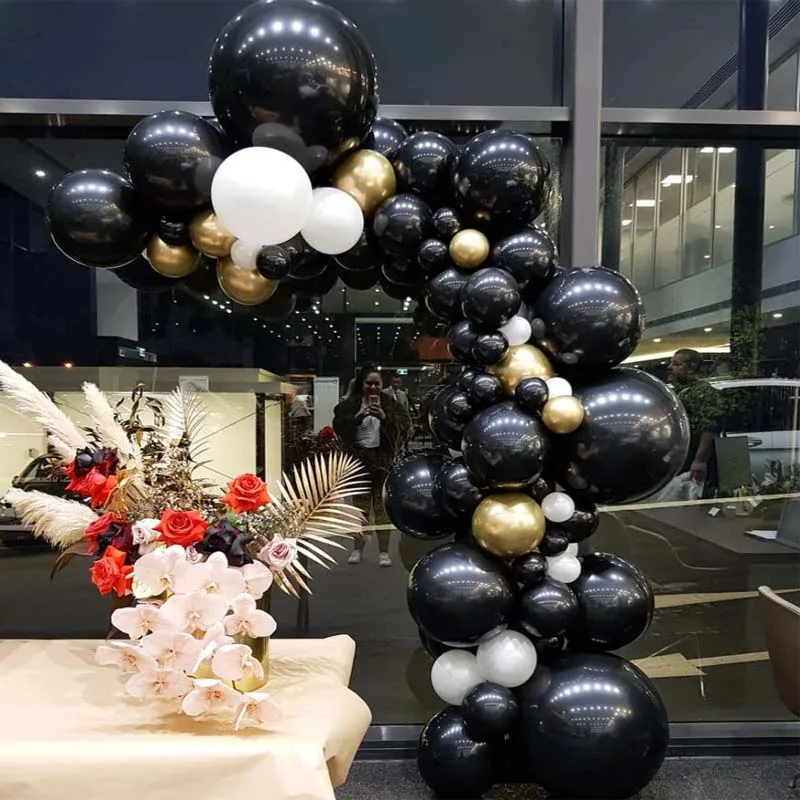 56 шт. золотой черный белый круглый воздушные шары-гирлянды комплект для дня рождения металлический золотой черный балон Babyshower крестины балоны XN